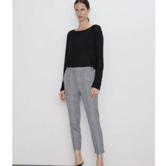 Zara Jogger Waist Plaid Pants S - Picture 1 of 4